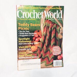 Crochet World Magazine Aug 2008 Teddy Bear Picnic Halloween Back to School Doily